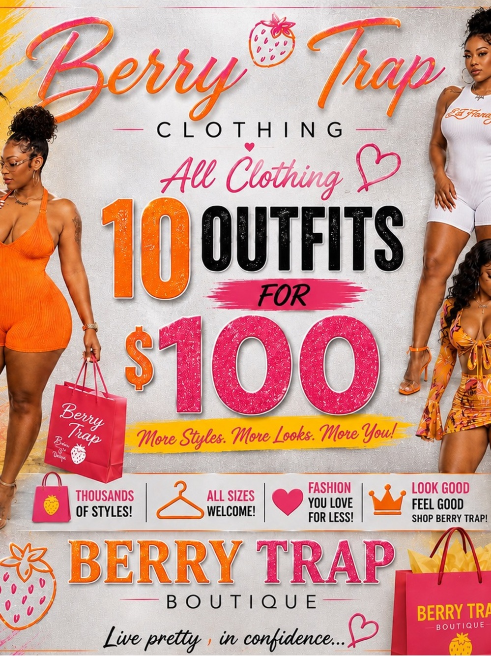Berry Trap Boutique 10 Outfits for $100 - Orange & Pink Styles